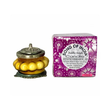 Ręcznie robiona świeca w szkle z orientalnym motywem - zapach Buddha Delight